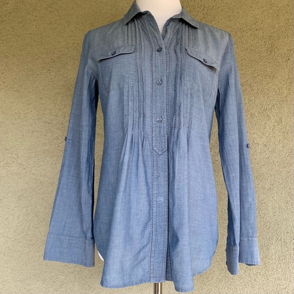 Chicos Cotton Chambray Shirt Top size 4/6 (Chico size 0) - Picture 7 of 12